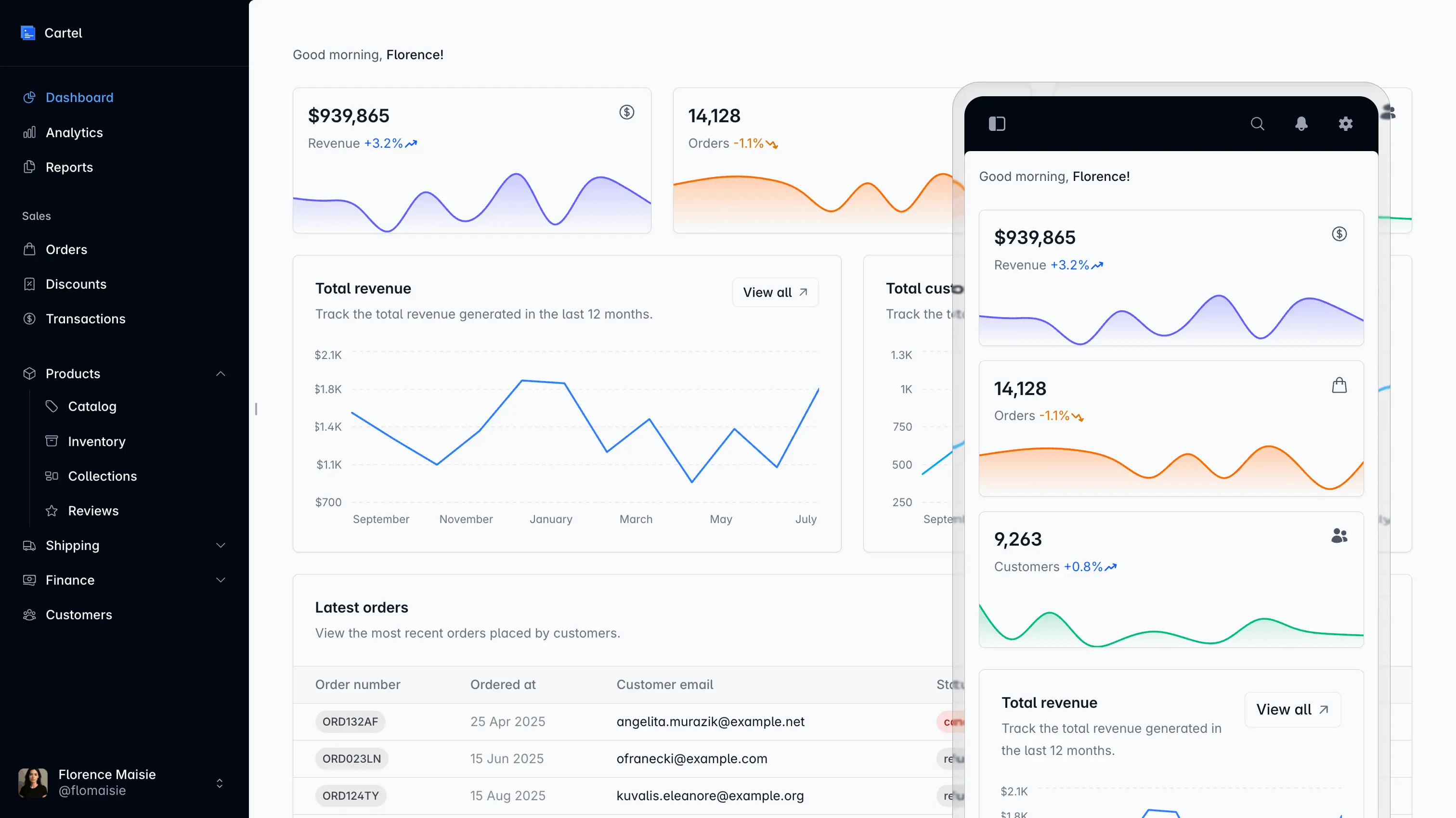 Screenshot dashboard