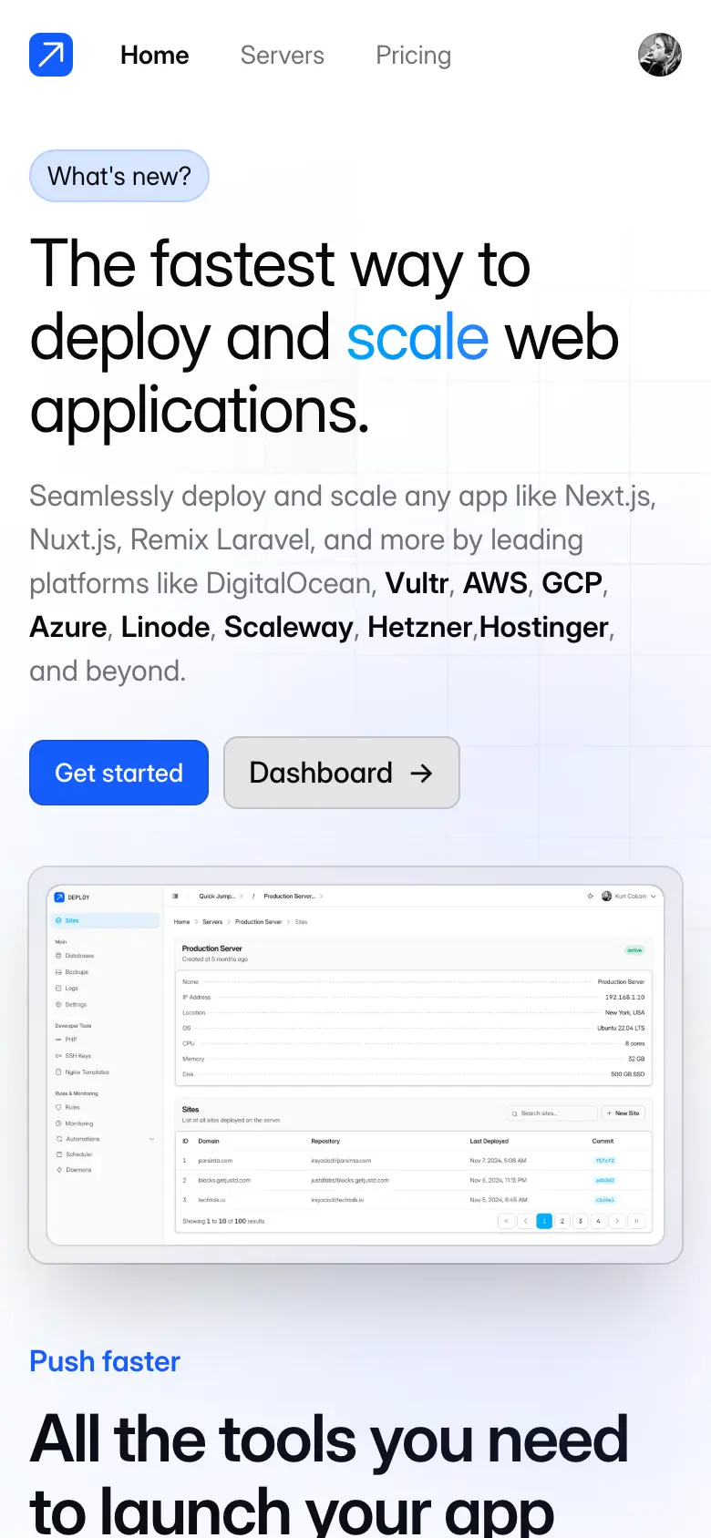 deploy template screenshot on mobile