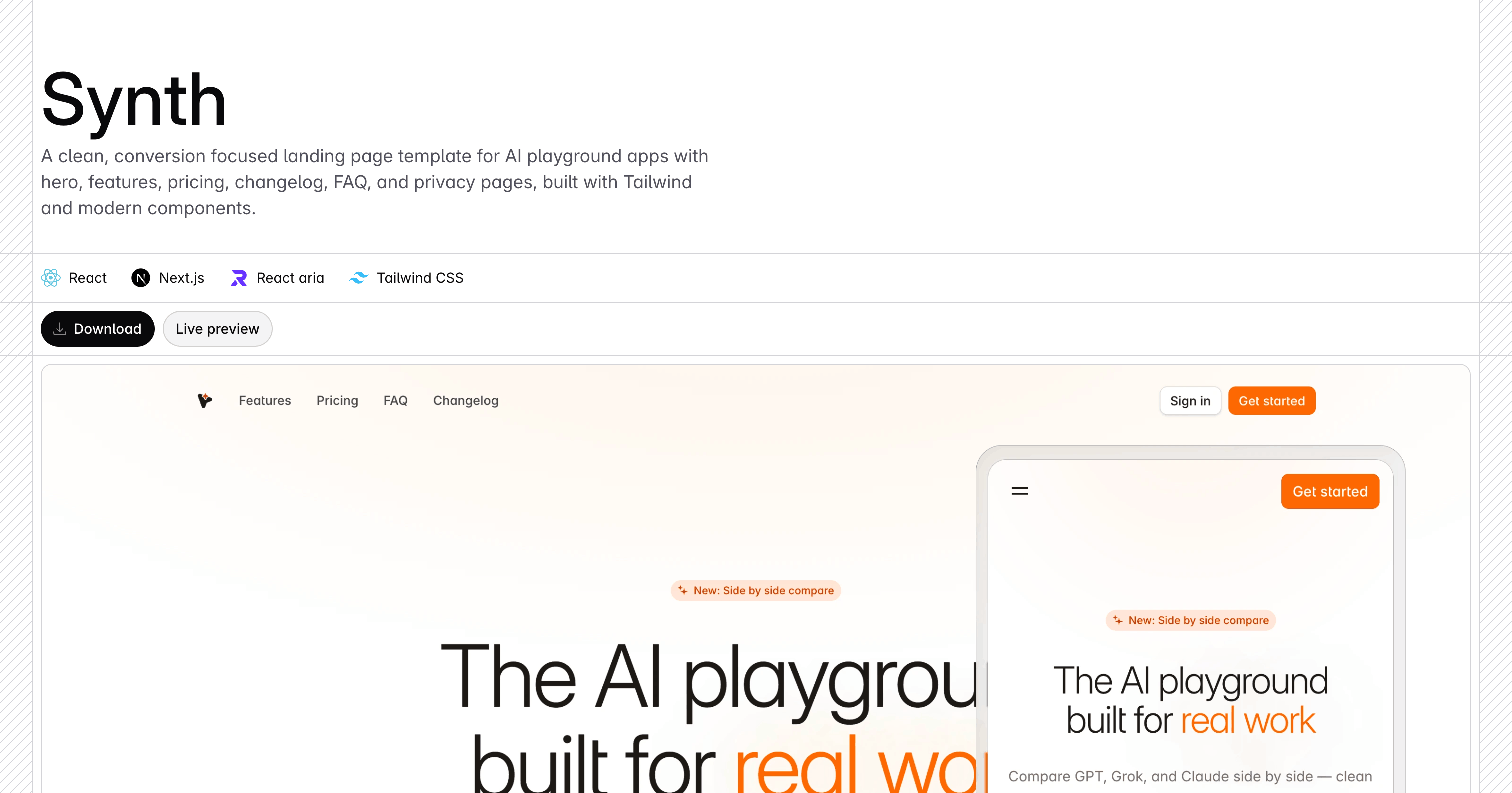 AI Playground Marketing Template / Intent UI Design