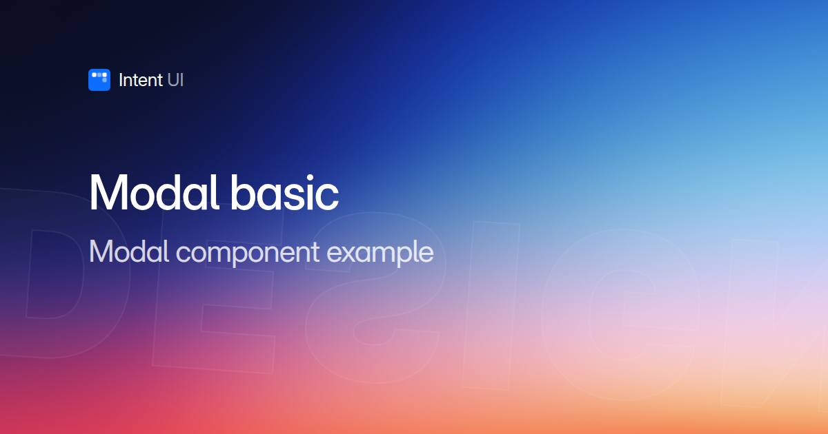 Patterns: Modal basic / Intent UI Design